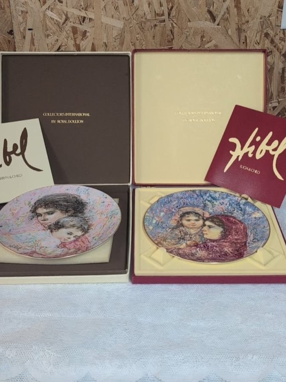 Royal Doulton Edna Hibel Collector Plates Marilyn & Lucia With Boxes
